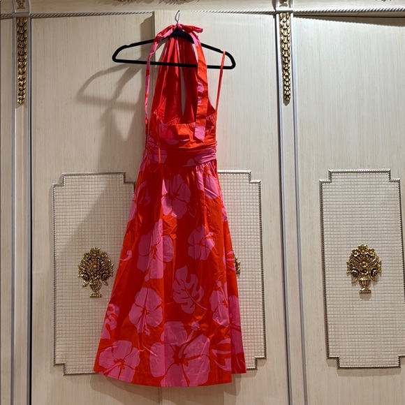 STAUD Red and Pink Floral Halter Dress - Picture 3 of 6